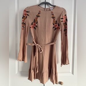 Selfie Leslie Blush Dress with Floral Embroidery